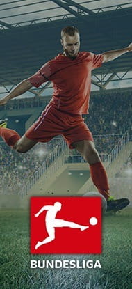 Ein Fußballspieler und das Logo der Bundesliga.